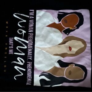 Woman Phenomenal Graphic Tee - Black with Pastel Illustration